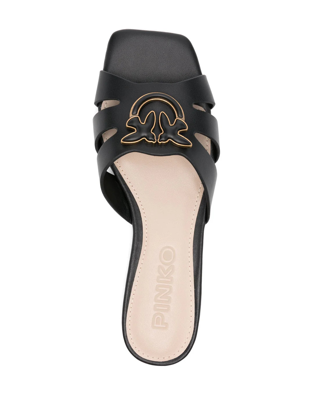 Pinko Ciabattine nero  in nappa con logo uccellini