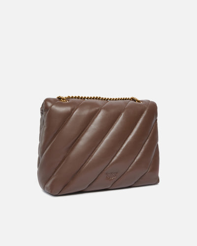 PINKO Big Love Bag Puff Maxi Quilt MARRONE GOLD