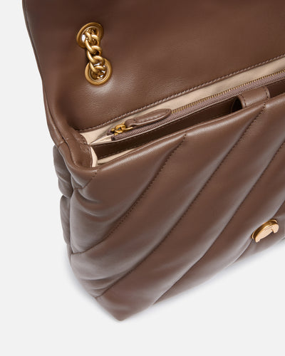 PINKO Big Love Bag Puff Maxi Quilt MARRONE GOLD