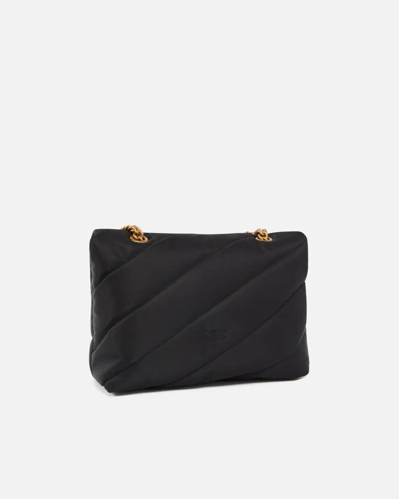 PINKO Borsa a tracolla Love Bag tessuto riciclato trapuntato GOLD