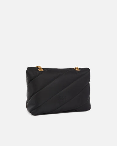 PINKO Borsa a tracolla Love Bag tessuto riciclato trapuntato GOLD