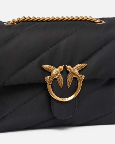 PINKO Borsa a tracolla Love Bag tessuto riciclato trapuntato GOLD
