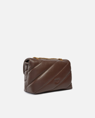 PINKO Classic Love Bag Puff Maxi Quilt MARRONE GOLD