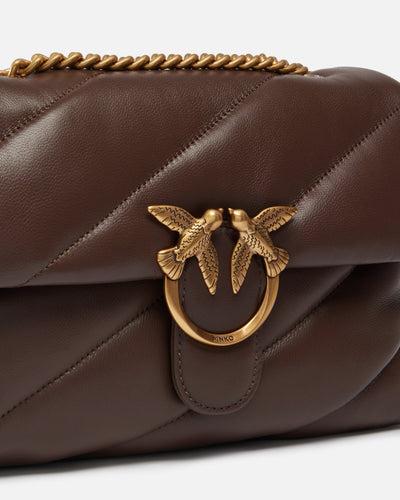PINKO Classic Love Bag Puff Maxi Quilt MARRONE GOLD