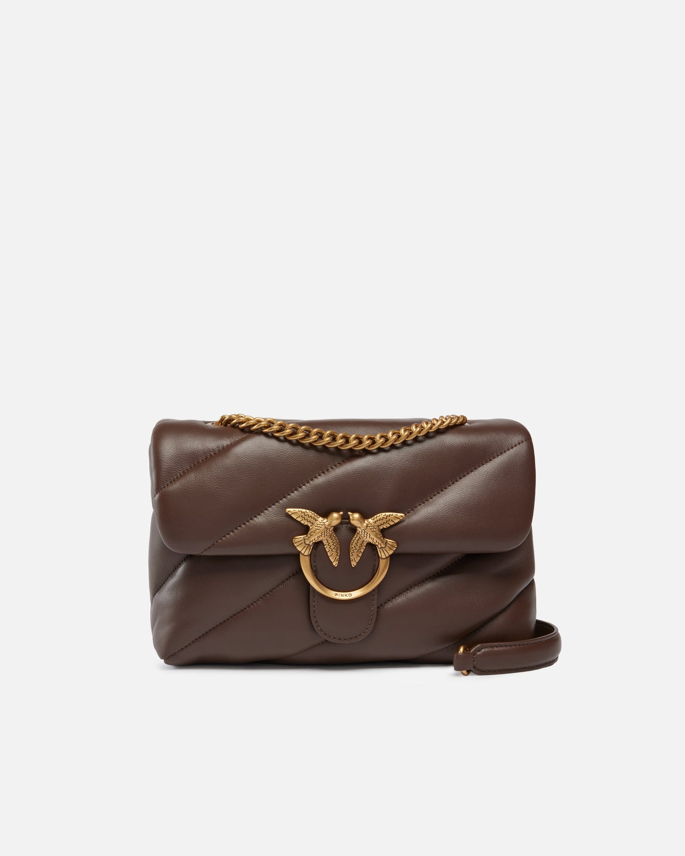 PINKO Classic Love Bag Puff Maxi Quilt MARRONE GOLD