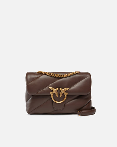 PINKO Classic Love Bag Puff Maxi Quilt MARRONE GOLD