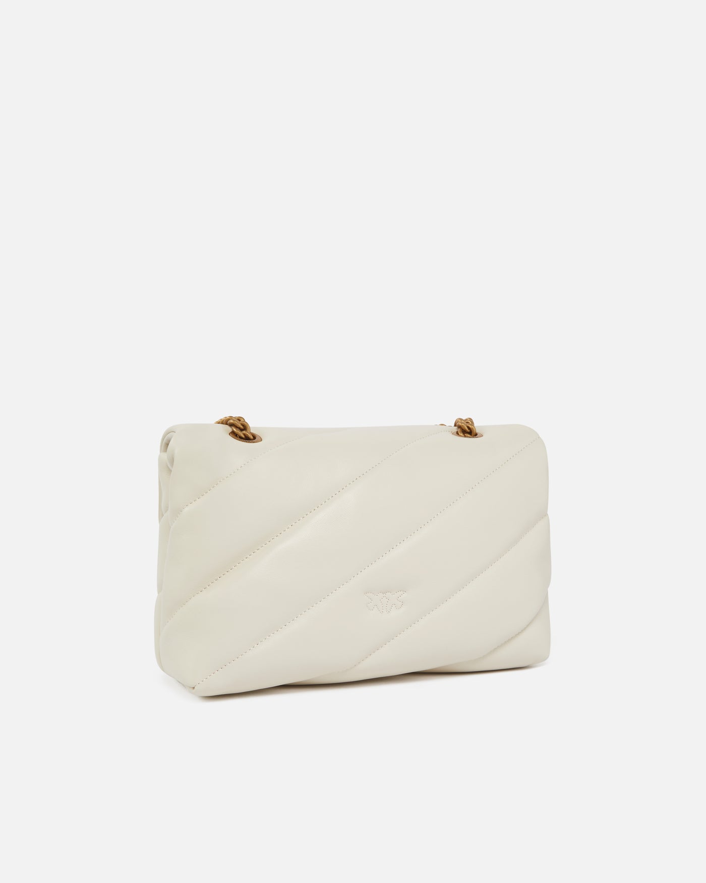 PINKO Classic Love Bag Puff Maxi Quilt BIANCO SETA GOLD