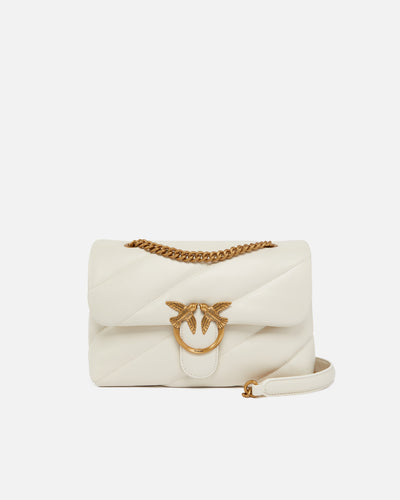 PINKO Classic Love Bag Puff Maxi Quilt BIANCO SETA GOLD