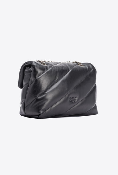 PINKO - CLASSIC LOVE BAG PUFF MAXI QUILT NERO SILVER