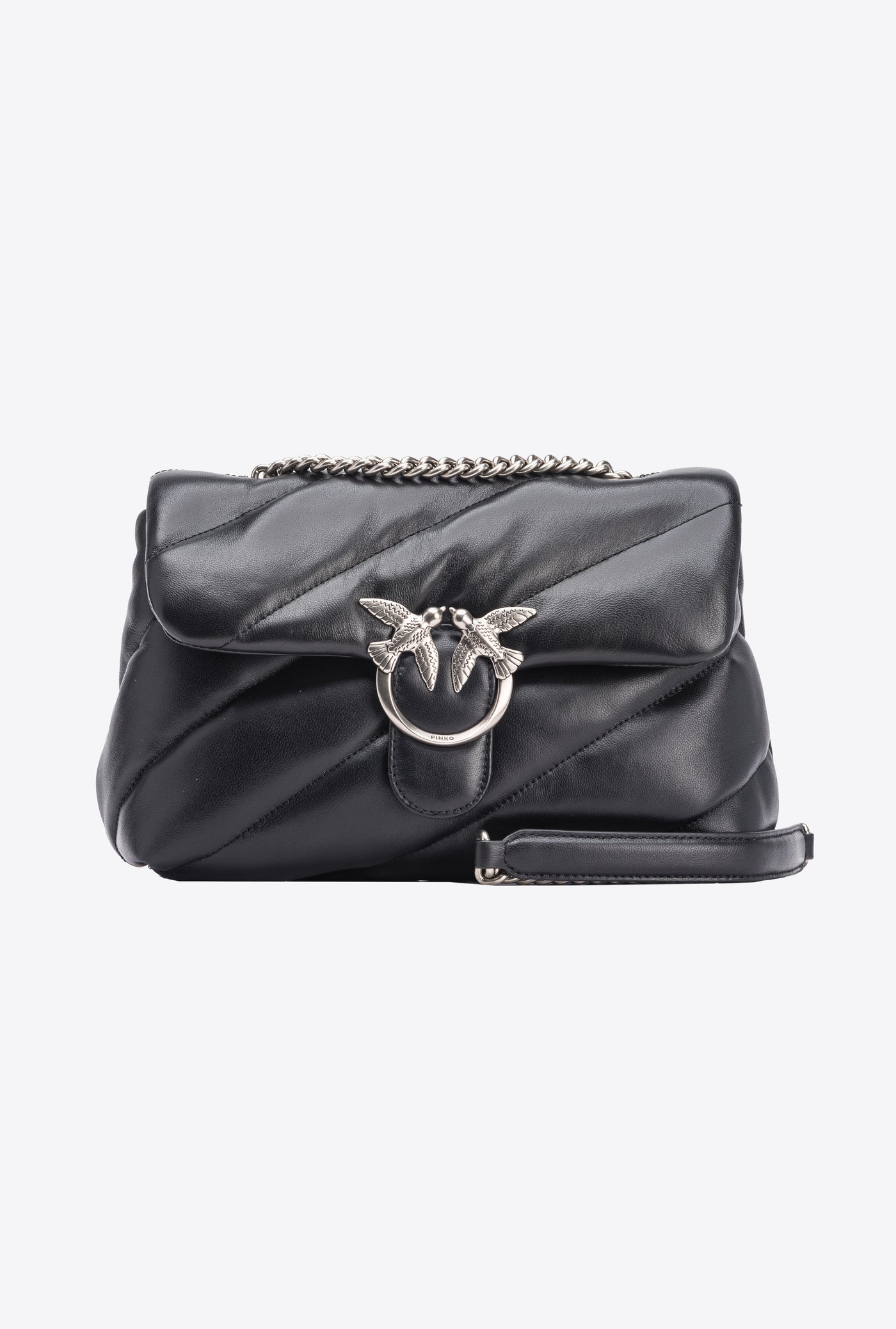 PINKO - CLASSIC LOVE BAG PUFF MAXI QUILT NERO SILVER