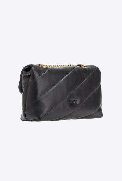 PINKO - CLASSIC LOVE BAG PUFF MAXI QUILT NERO GOLD