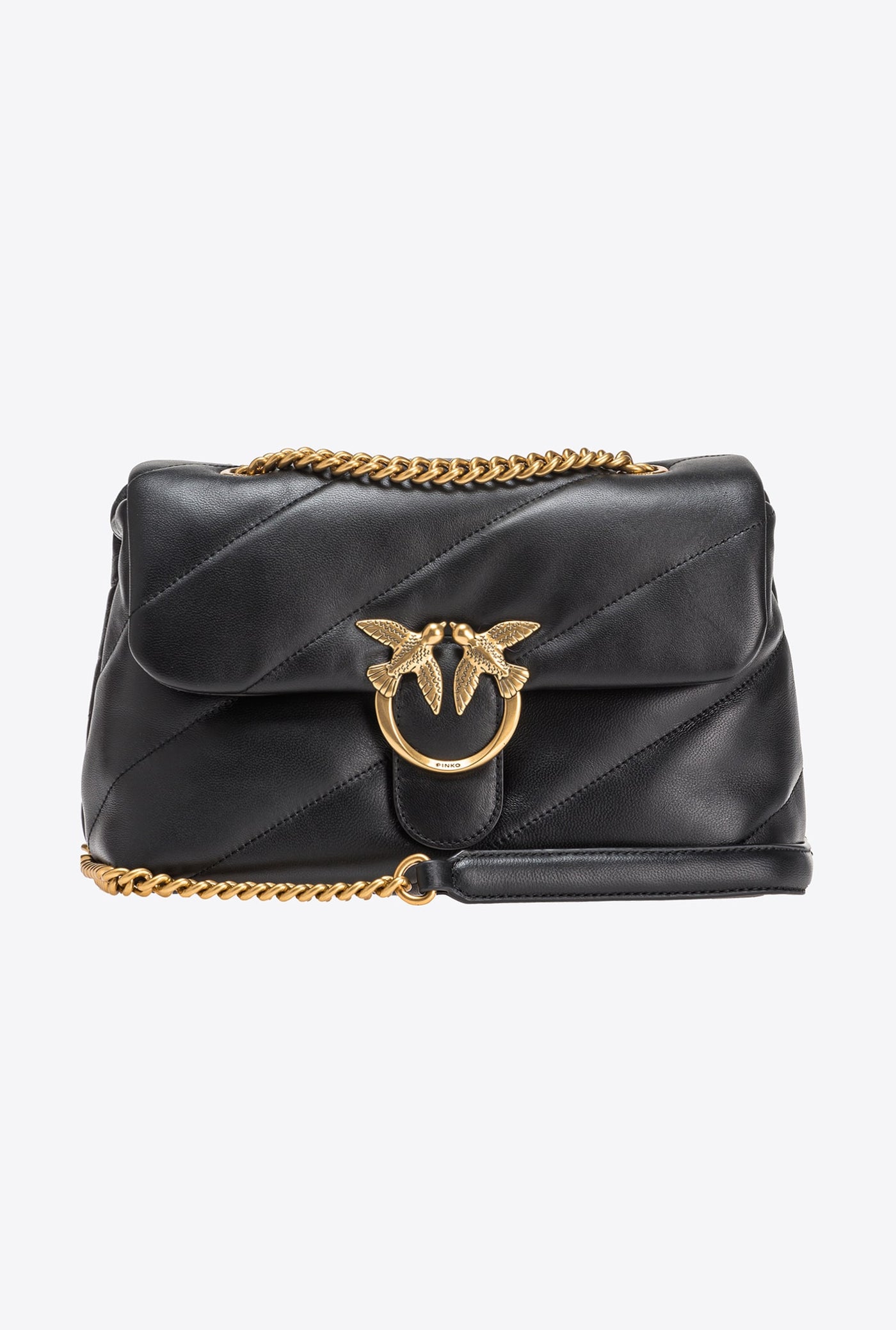 PINKO - CLASSIC LOVE BAG PUFF MAXI QUILT NERO GOLD