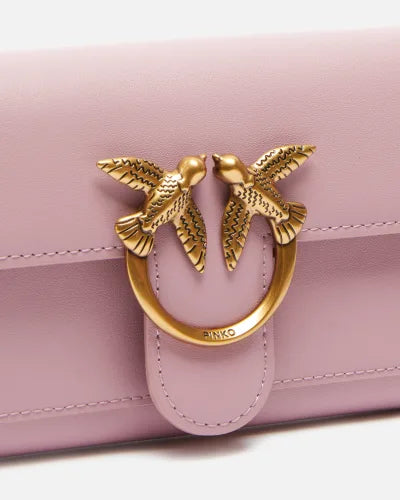 PINKO Portafoglio a tracolla Love Bag in pelle ROSA