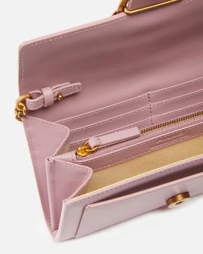 PINKO Portafoglio a tracolla Love Bag in pelle ROSA