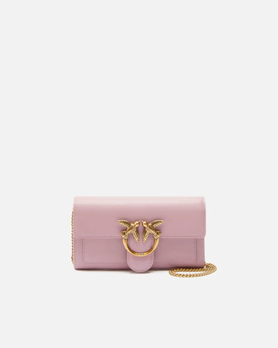 PINKO Portafoglio a tracolla Love Bag in pelle ROSA