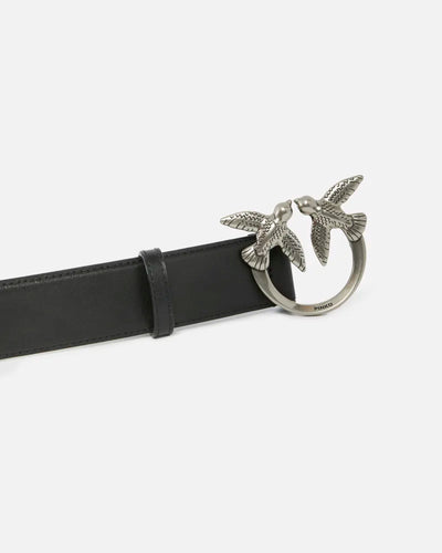 PINKO Cintura alta Love Birds in pelle 4cm