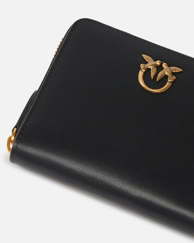 PINKO Portafoglio quadrato zip-around in pelle NERO