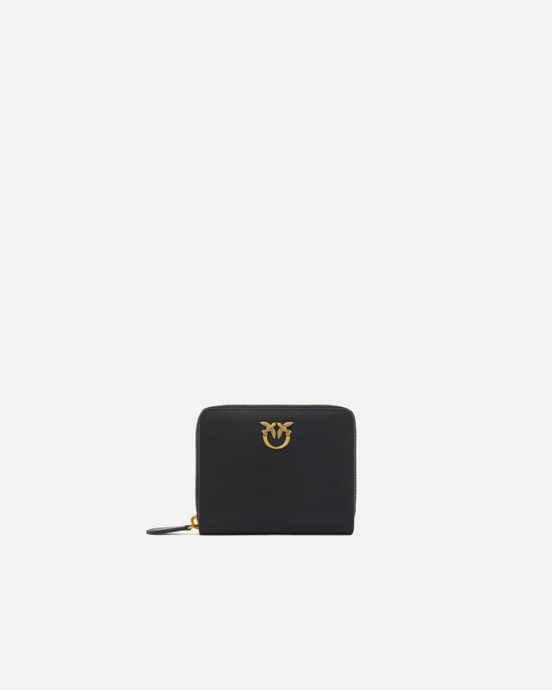 PINKO Portafoglio quadrato zip-around in pelle NERO