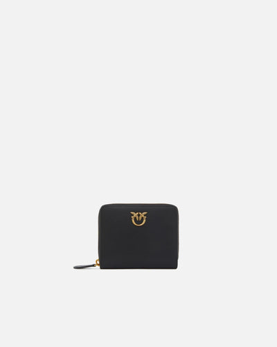 PINKO Portafoglio quadrato zip-around in pelle NERO
