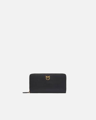 PINKO Portafoglio zip-around in pelle NERO GOLD