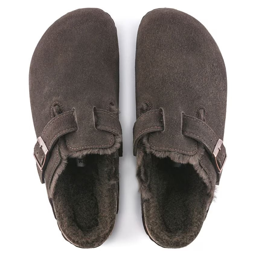 BIRKENSTOCK Boston pelliccia di agnello Pelle scamosciata - Mocha MOCCA