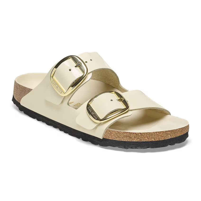 BIRKENSTOCK  Arizona Big Buckle Pelle Naturale Vernice High-Shine Ecru