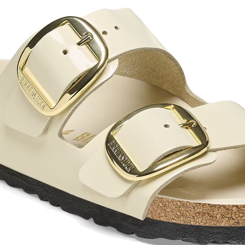 BIRKENSTOCK  Arizona Big Buckle Pelle Naturale Vernice High-Shine Ecru