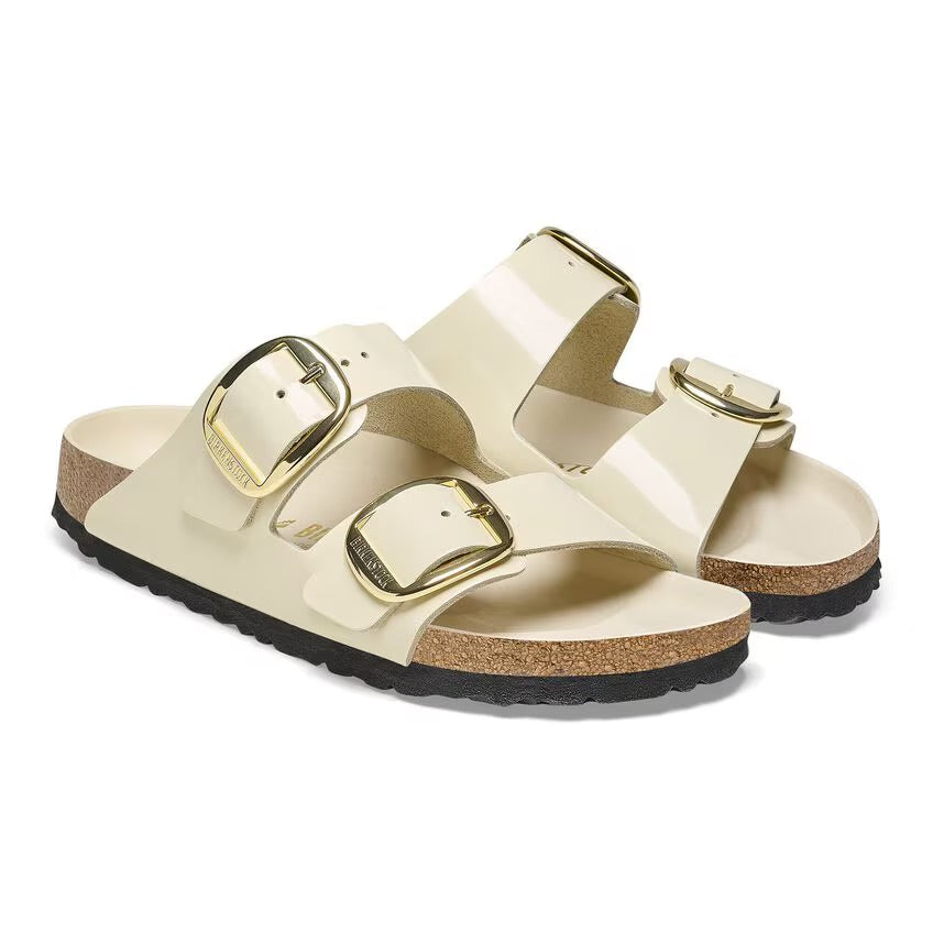 BIRKENSTOCK  Arizona Big Buckle Pelle Naturale Vernice High-Shine Ecru