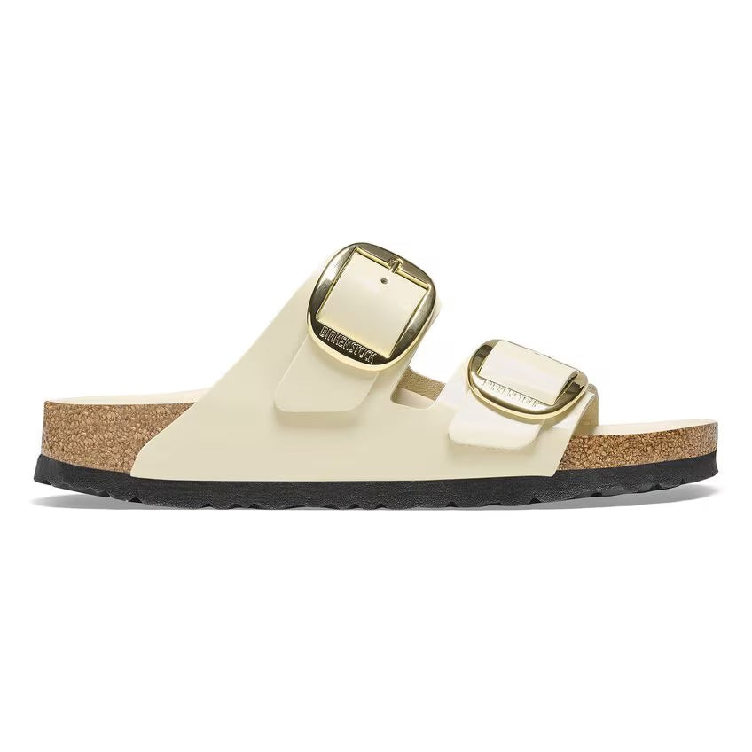 BIRKENSTOCK  Arizona Big Buckle Pelle Naturale Vernice High-Shine Ecru