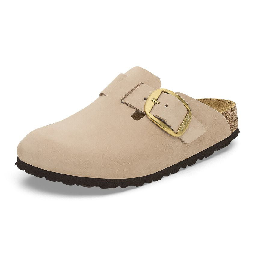 BIRKENSTOCK BOSTON BIG BUCKLE PELLE NUBUCK SANDCASTLE