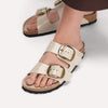 BIRKENSTOCK Arizona Big Buckle Pelle naturale vernice High-Shine Oyster