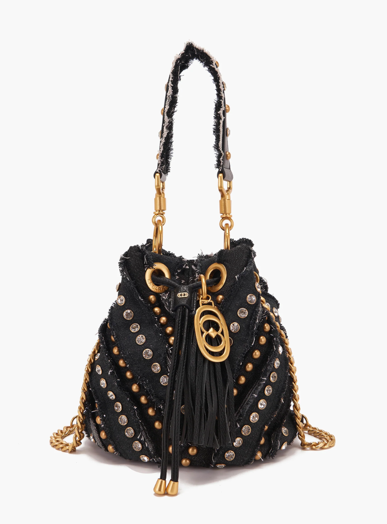 LA CARRIE BAG - Secchiello Mirror jeans black