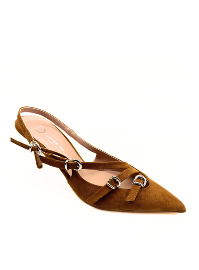 Divine Follie - Slingback scamosciata color cuoio