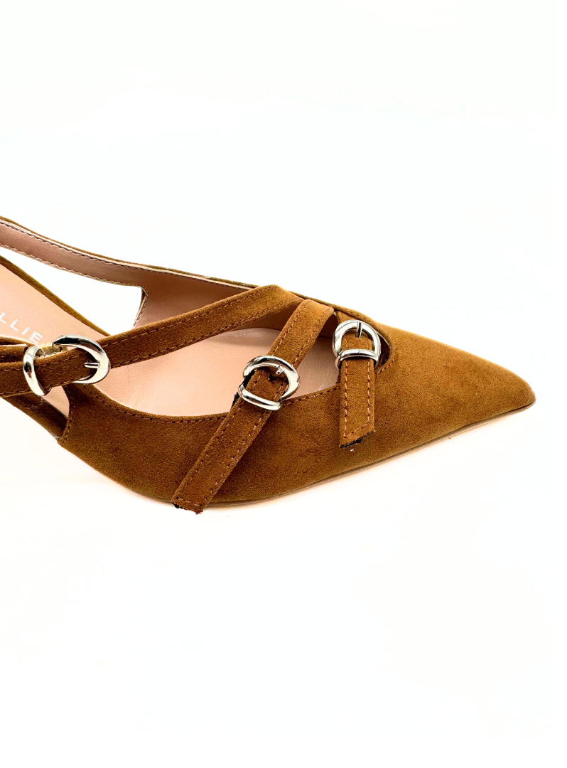 Divine Follie - Slingback scamosciata color cuoio