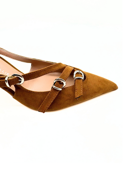 Divine Follie - Slingback scamosciata color cuoio