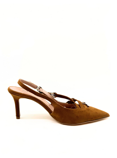 Divine Follie - Slingback scamosciata color cuoio