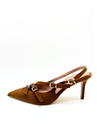 Divine Follie - Slingback scamosciata color cuoio