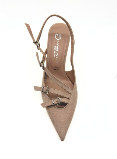 Divine Follie - Slingback scamosciata color taupe
