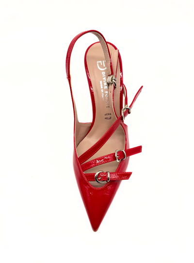 DIVINE FOLLIE - SANDALO in vernice rossa con fibbie