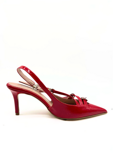 DIVINE FOLLIE - SANDALO in vernice rossa con fibbie