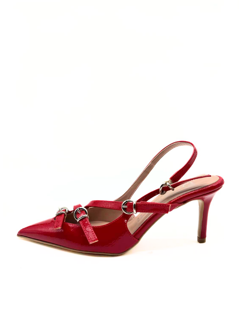DIVINE FOLLIE - SANDALO in vernice rossa con fibbie