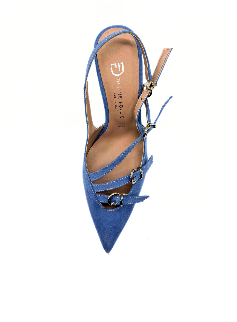 Divine Follie - Slingback scamosciata color cielo