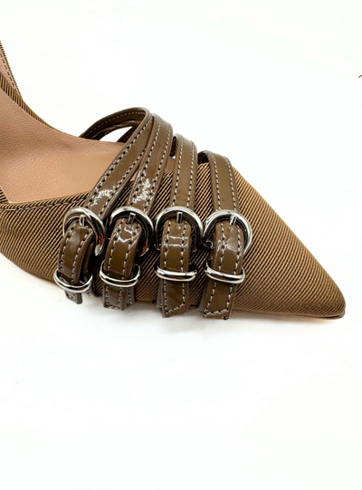Divine Follie - Slingback in tessuto taupe