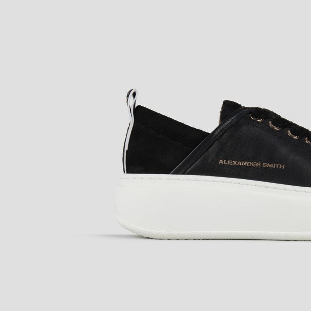 ALEXANDER SMITH Wembley Alta Donna in morbida pelle nera e tallone in suede