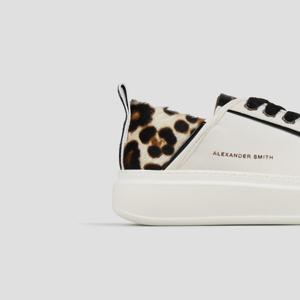 ALEXANDER SMITH Wembley Donna in pelle bianca e tallone in cavallino maculato