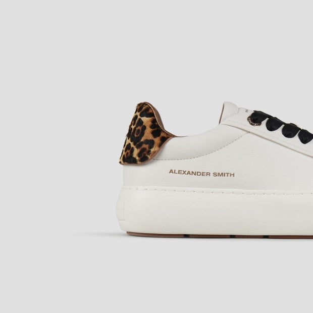 ALEXANDER SMITH Soho Donna in morbida pelle bianca e tallone in cavallino maculato