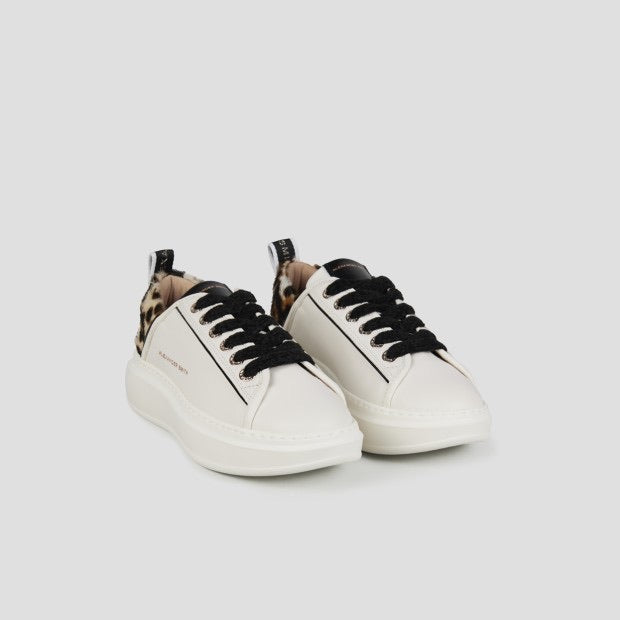 ALEXANDER SMITH Wembley Donna in pelle bianca e tallone in cavallino maculato