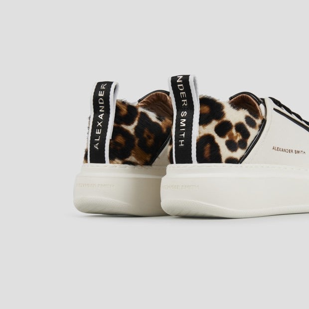 ALEXANDER SMITH Wembley Donna in pelle bianca e tallone in cavallino maculato