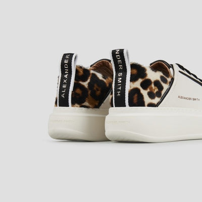 ALEXANDER SMITH Wembley Donna in pelle bianca e tallone in cavallino maculato