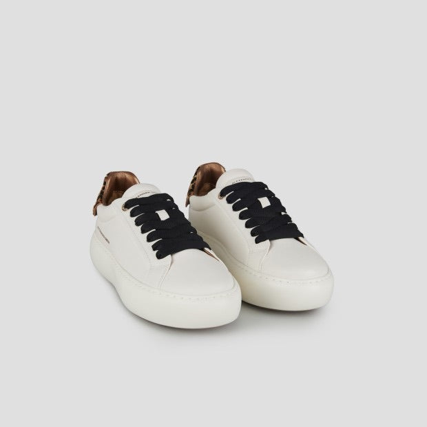 ALEXANDER SMITH Soho Donna in morbida pelle bianca e tallone in cavallino maculato